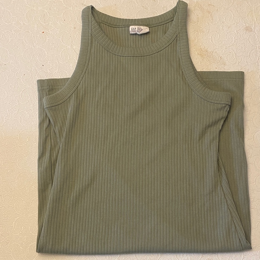 GAP Sage Green Ribbed Tank Dress